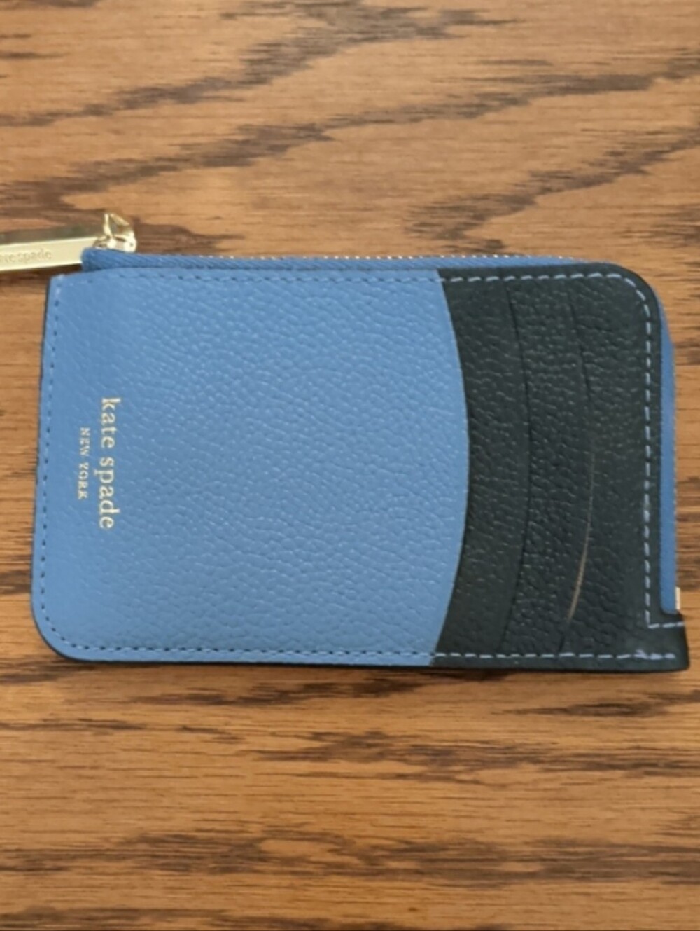 Kate Spade Navy & Light Blue Leather Card Case | Key Ring
